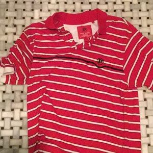Red and white striped polo